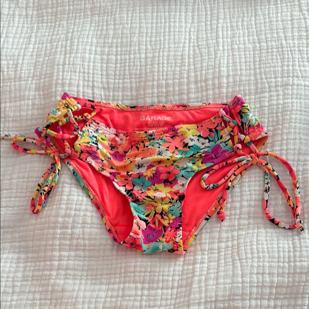 Garage Floral Bikini Bottom with Side Ties